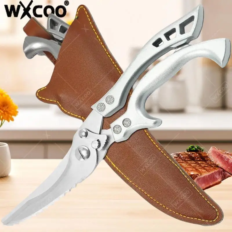 

WXCOO Stainless Steel Kitchen Scissors Ultra Sharp for Meat Fish Vegetables Cutter Chicken Bone Barbecue Scissors