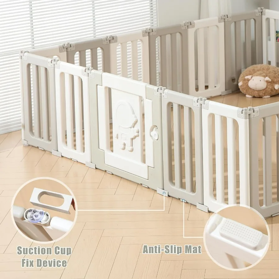 Stylo de jeu pliable pour bébé avec 22 panneaux pour nourrissons et tout-petits, parc portable extra large avec design d'astronautes idéal pour