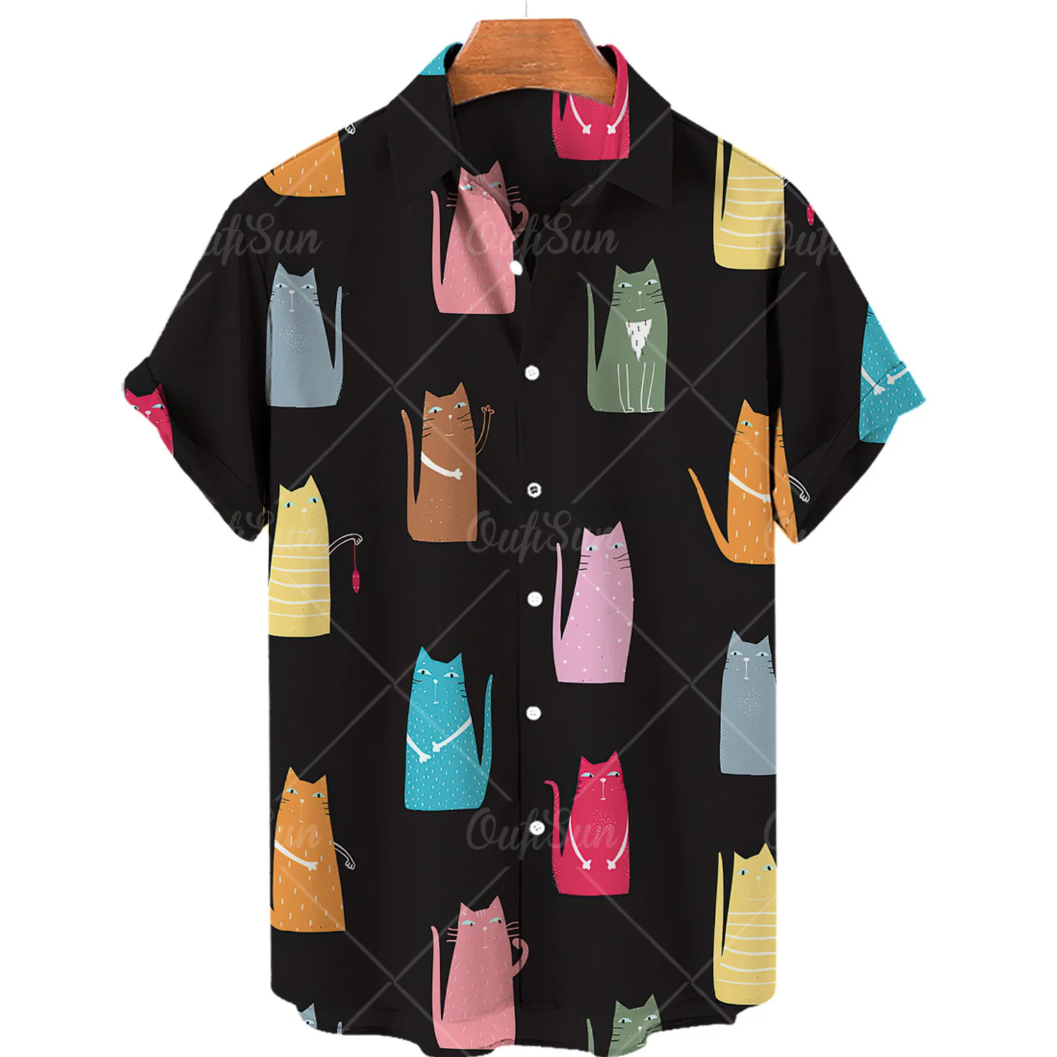 Camisa hawaiana con estampado 3D de gato para hombre, camisa de manga corta con estampado de gato, a la moda, talla grande, asequible, buen Top, vacaciones y playa, gran oferta, 2024