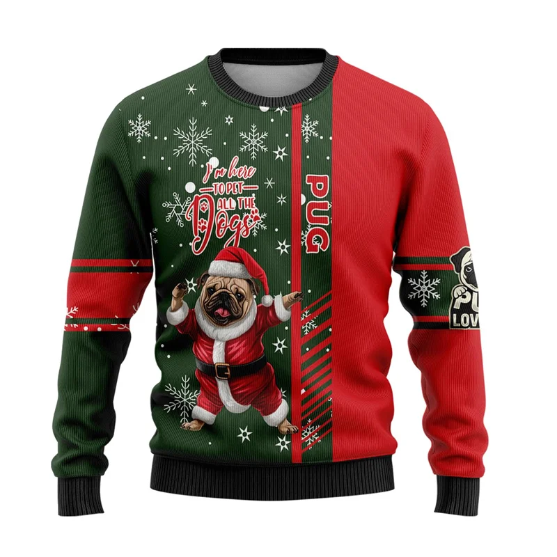 Leuke Chihuahua luiaardpatroon lelijke kersttrui voor mannen en vrouwen Pug Pullover Unisex Sweatshirt huisdier polyester top