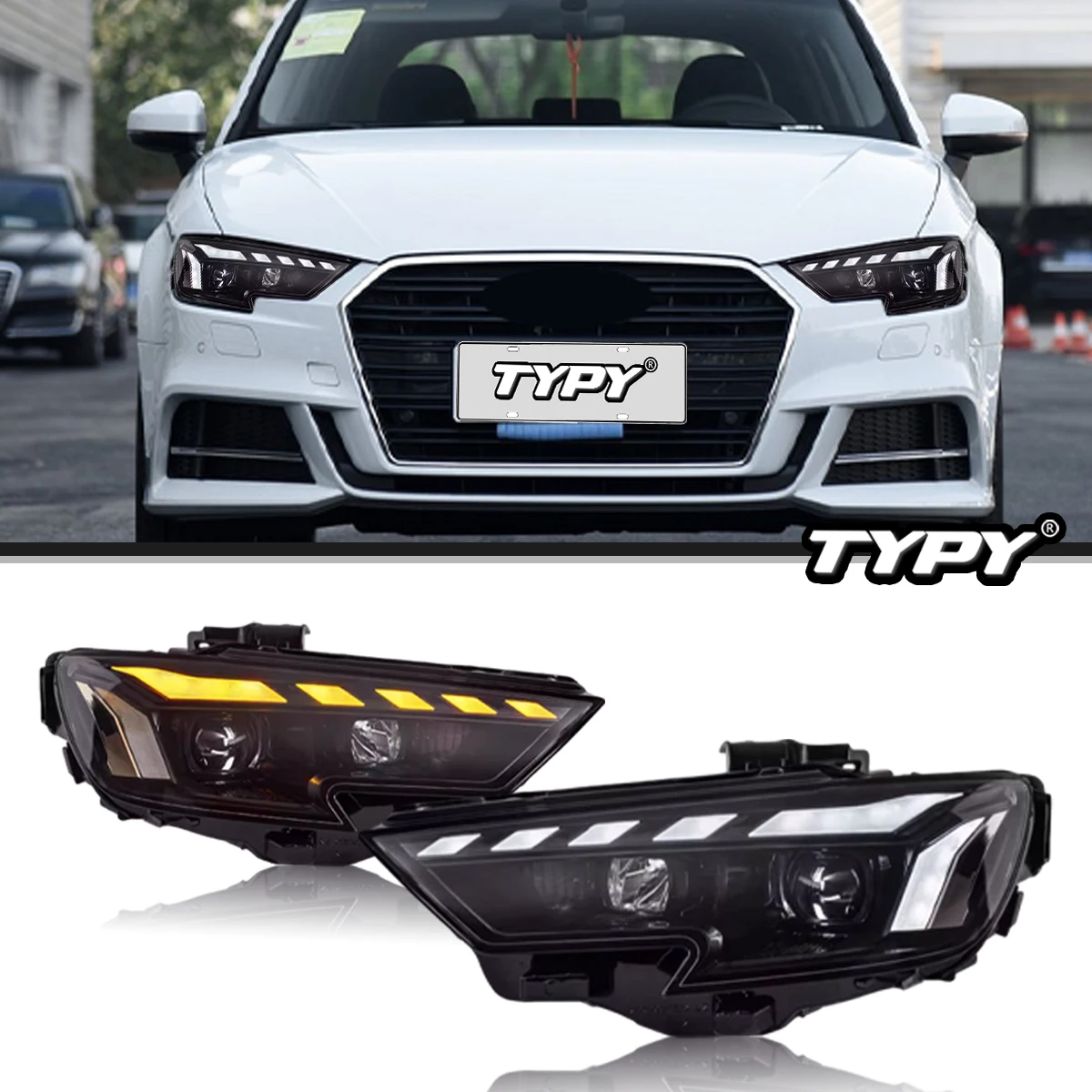 

TYPY Car Lights For Audi A3 Headlight 2017-2020 LED Projector Headlights DRL Sequential Turn Siganl Car Accessories