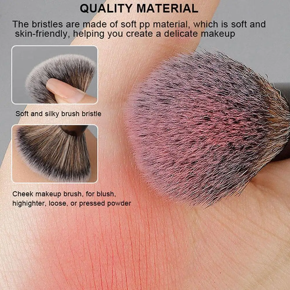 1 pçs pincéis de maquiagem em pó de precisão preto configuração compõem escova blush bronzer cabeça redonda rosto ferramentas cosméticas macio
