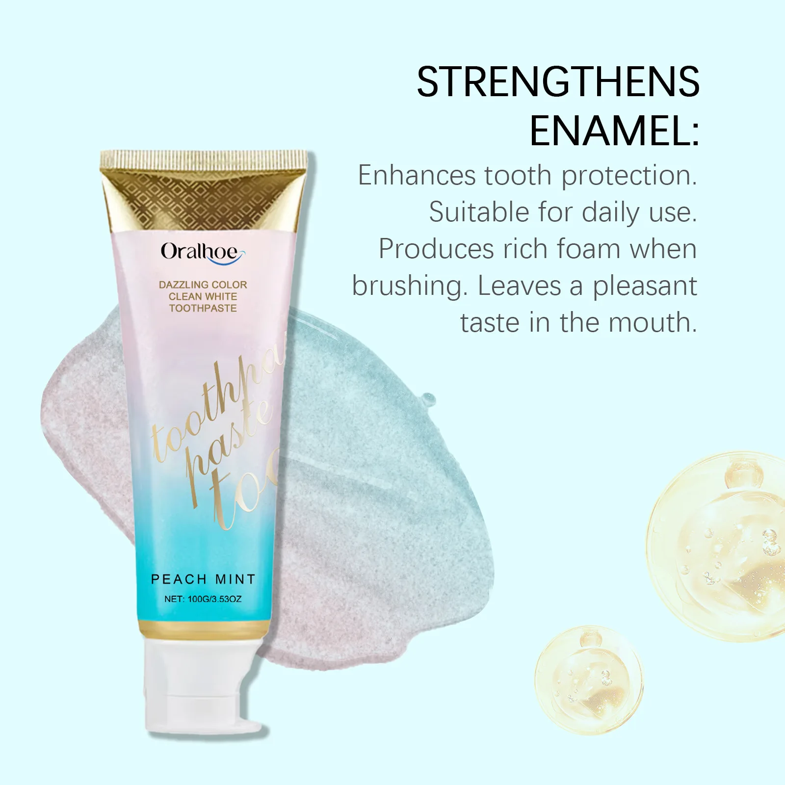 ORALHOE Natural Formula Brighten Toothpaste Powerful Stain Remover Whiten Dull Teeth Prevent Plaque Refreshing Mouth Daily Use