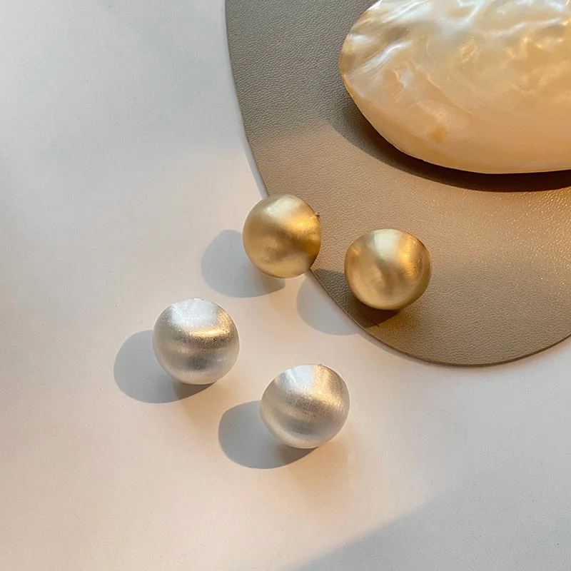 Punk Fashion Brushed Frosted Stud Earring Metal Semicircle Earrings for Women New Jewelry Christmas Party Gifts Accessories