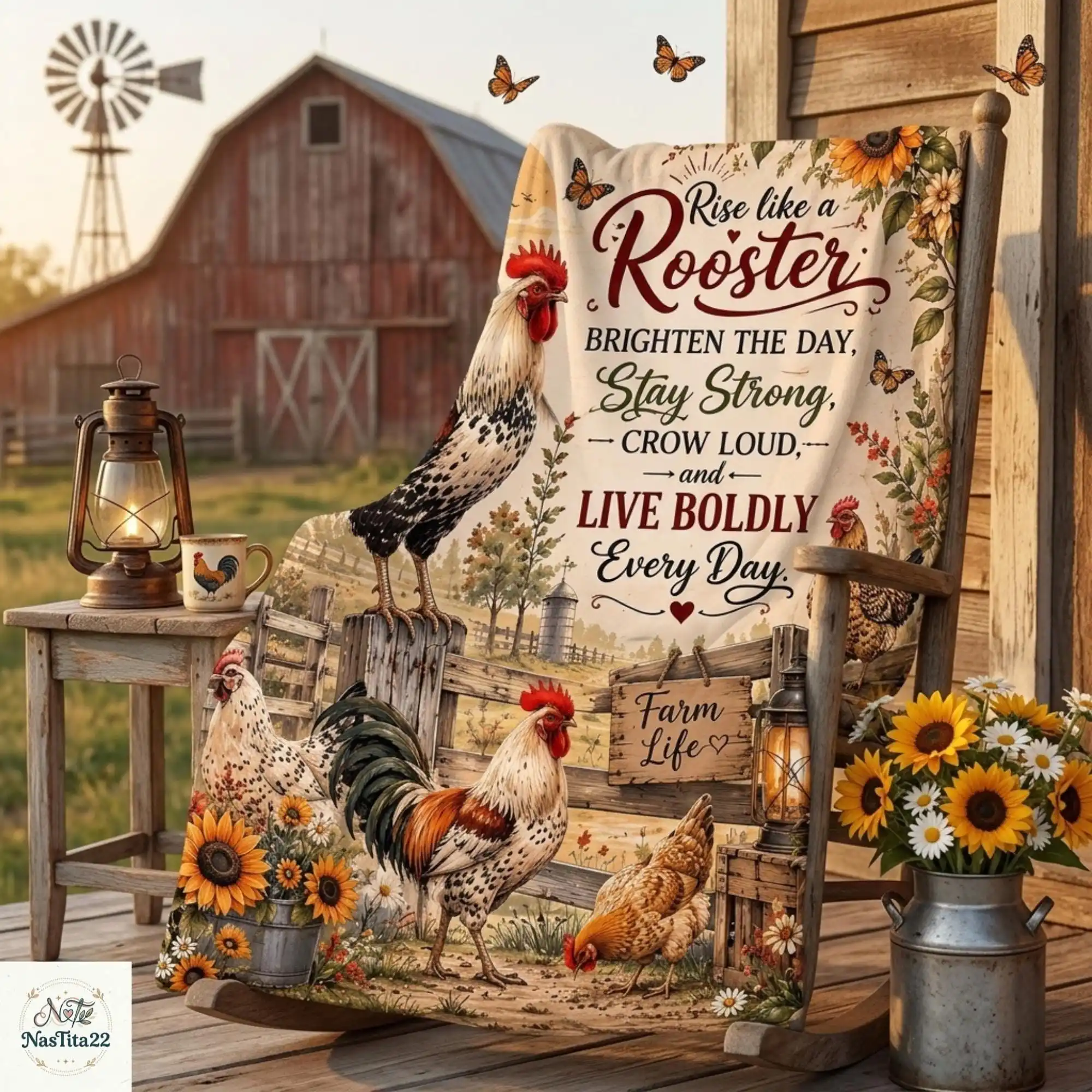Rooster Sunflower Throw Blanket Farmhouse Chicken Throw Bed Blankets and Throws Human Made Home Sofa School Knee Halloween Anime