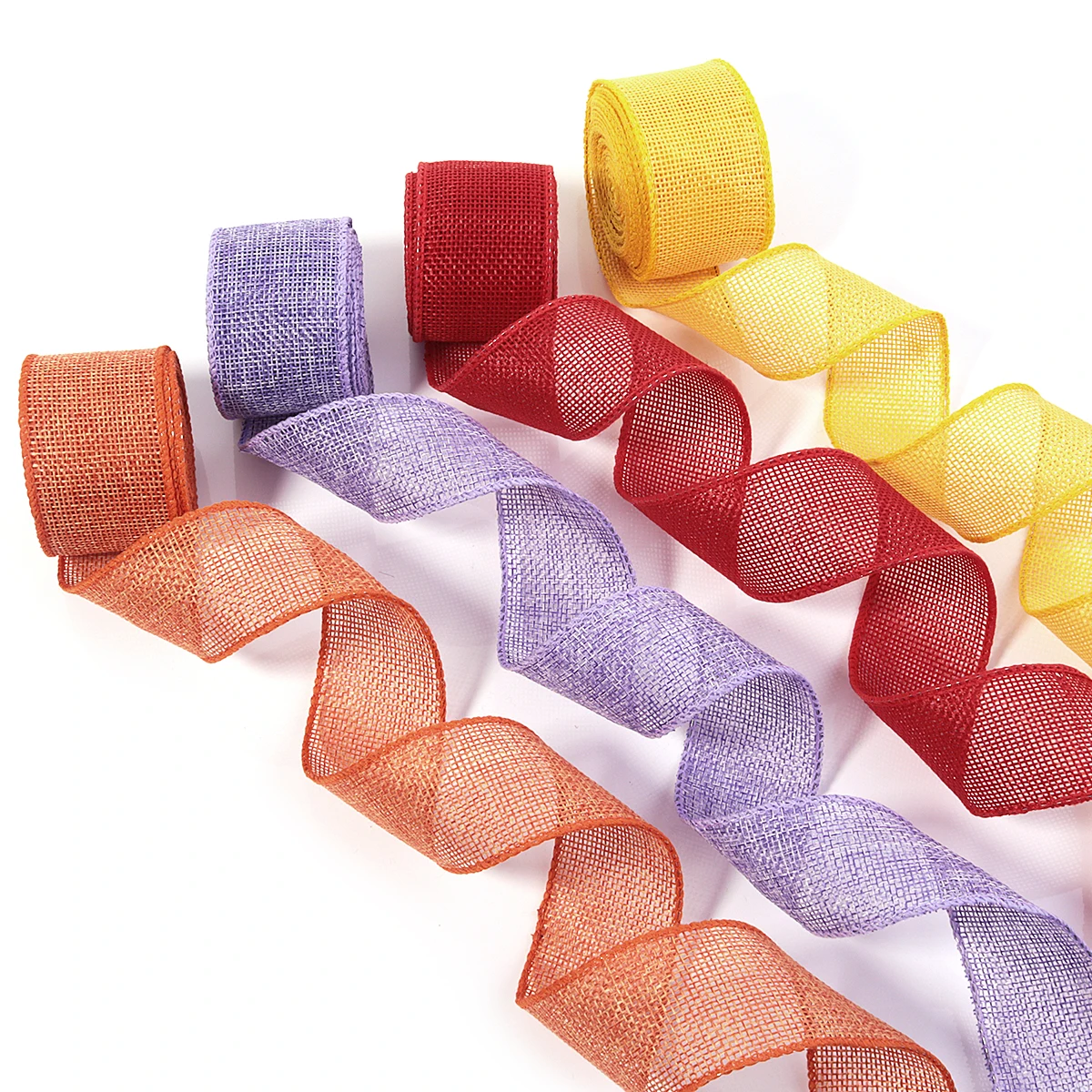 5Yards/Roll Burlap Wired Ribbon Rolls, Wrapping Burlap Ribbon for DIY Christmas Crafts Decoration Wedding(40mm Width)