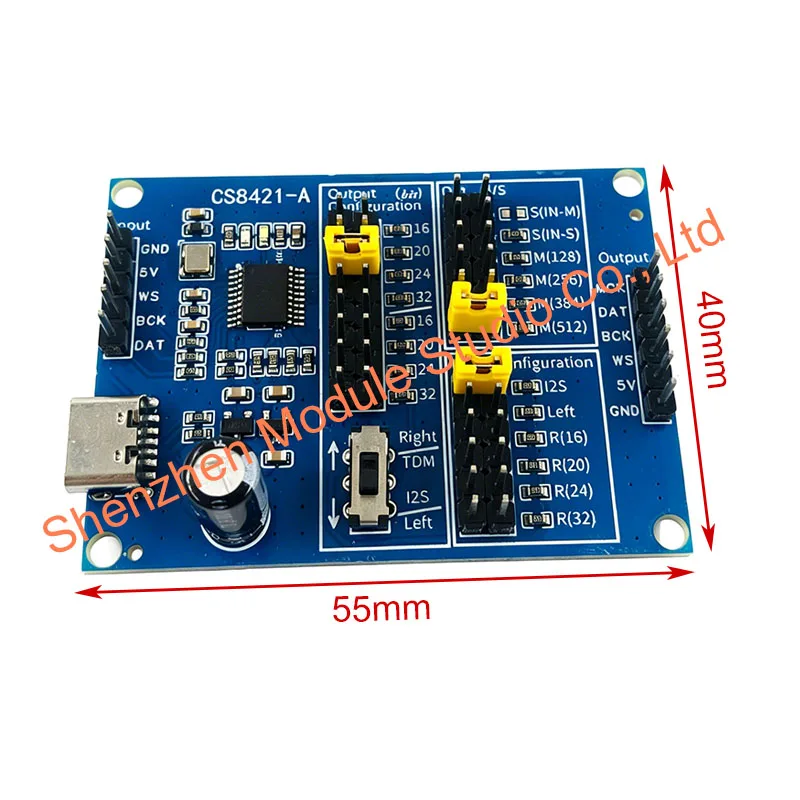 CS8421 I2S IIS Sample Rate Converter Board 3-Wire to 4-Wire with MCLK Master Slave Digital Audio Interface Board for DAC Audio view 3