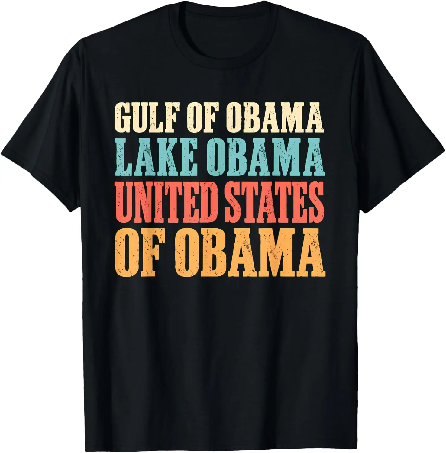 Gulf Of Lake Obama Men Women Political Humor Satire T-Shirt Men Casual Graphic Print T-Shirt Crew Neck Short Sleeve Vintage Street Style Soft Fabric Daily Wear Tops. Holiday Festive, Party Wear, Theme Print Tee.