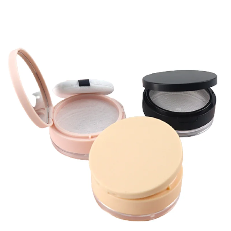 10G Loose Powder Sifter Container Matte Pink Black Cosmetic Face Powder Pot Highlighter Makeup Loose Powder Jar with Sieve 10pcs