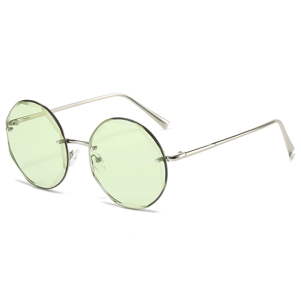 

2025New round Casual Style Sunglasses Fashionable Unisex Ocean Color Beach Versatile Metal Frameless Sunnies for Women