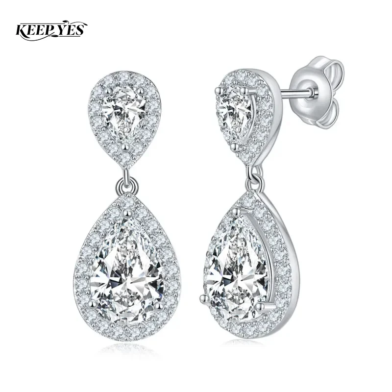 

KEEP YES 3ct Moissanite Water Drop Stud Earrings for Women Sparkling Diamond Luxury Quality Jewelry S925 Sterling Silver GRA