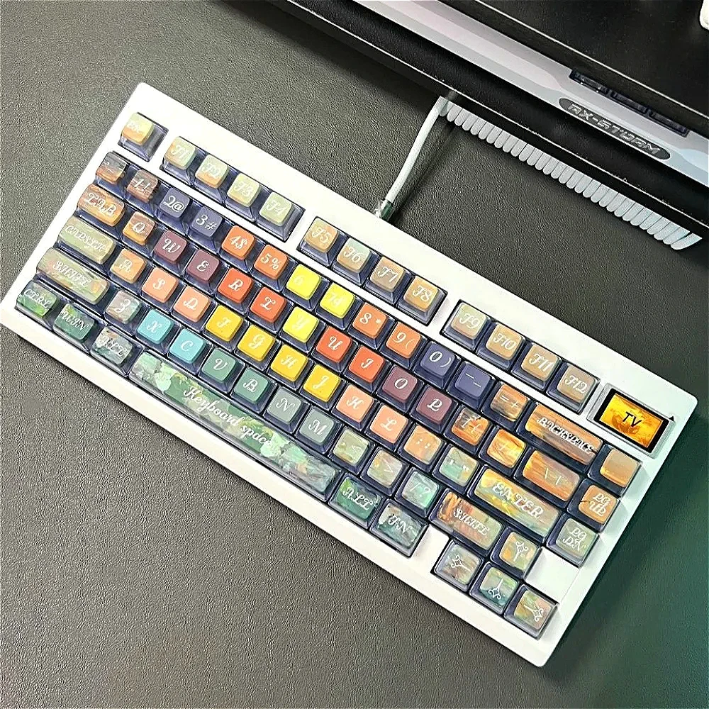 

Sunset Beach Theme, Keyboard Keycap Set PBT ASA 116 Keys, Personality, Color, Keycaps for 21/61/87/104/108 Mechanical Keyboards