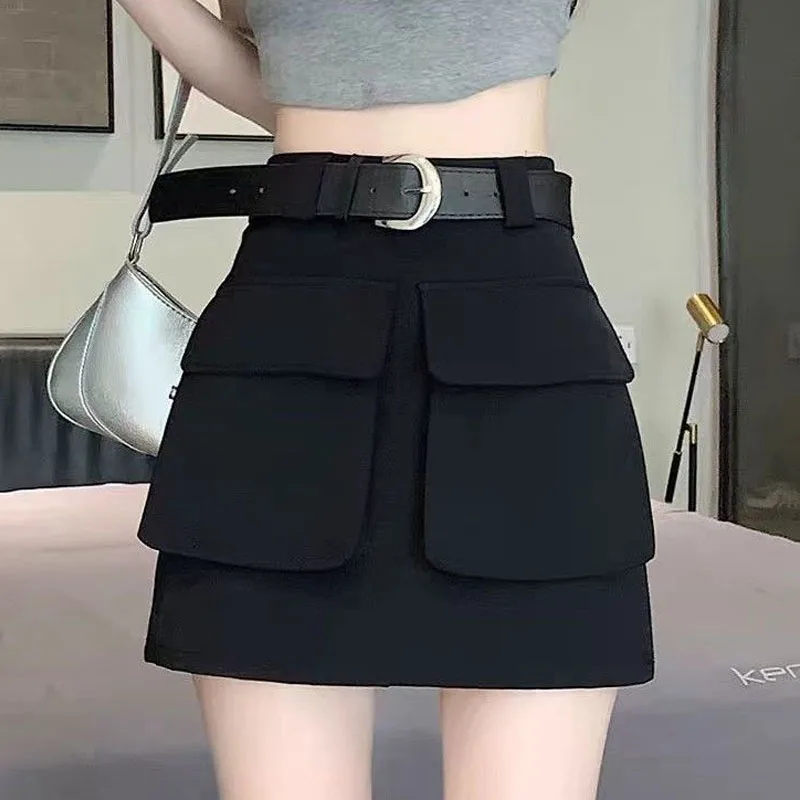 

Workwear A-line Short Skirt Summer New High-waisted and Versatile Slim Hip-packing Small Skirt Black Temperament Fashionable