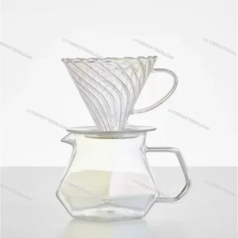 400/500ml Handmade Glass Coffee Server V Shape Pour Over Dripper Home Barista Brewing Tool 1-2 Cups