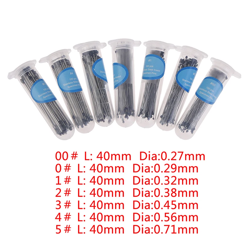 100Pcs Stainless Steel Insect Pins Specimen Needles for School Lab Entomology Research