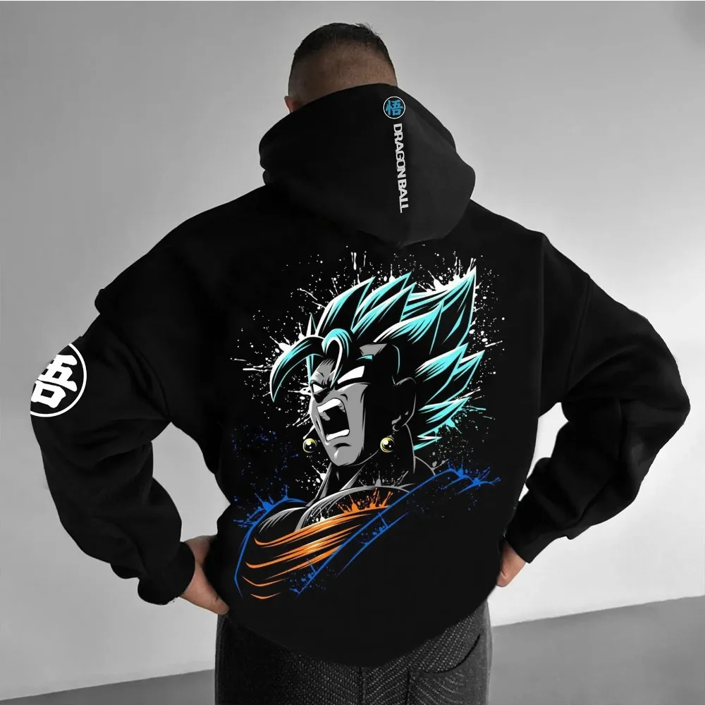 Męska bluza z kapturem Dragon Ball Son Goku, japońskie anime, wiosenno-jesienna, chłopięca, z długim rękawem, styl Y2k, odzież dla rodziców i dzieci.
