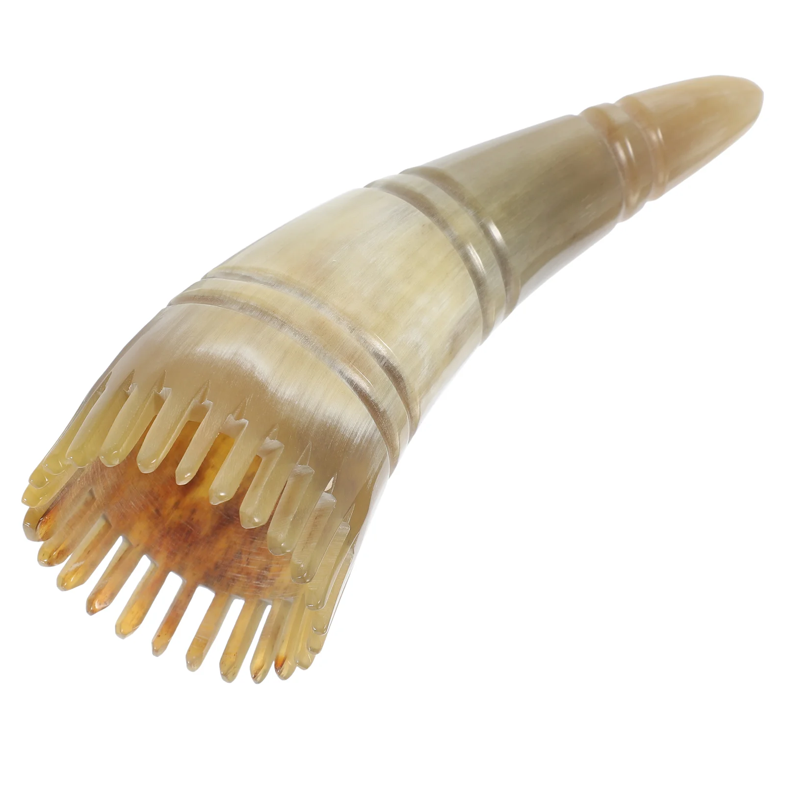 

Smooth Hair Comb Massage Hand Held Massager Head Smoothing Horn Brush Khaki Horns