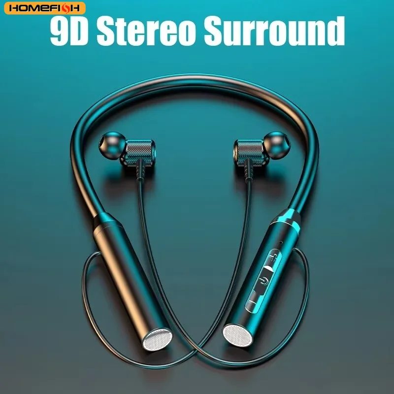 BT Earphones Wireless Headphones Magnetic Sport Neckband Neck-hanging TWS Earbuds Wireless Blutooth Headset with Mic