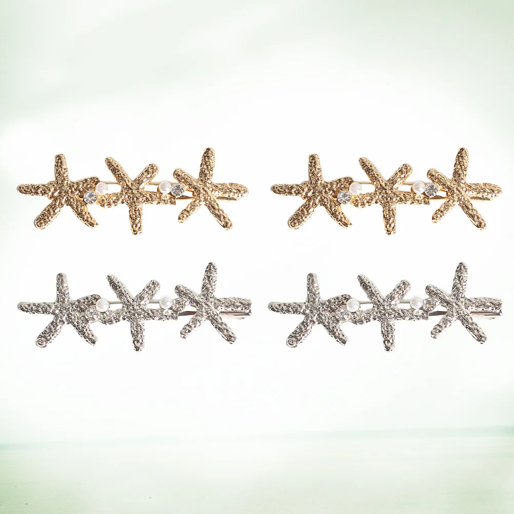 4-delige meisjeshaarclip damespeldaccessoires Japanse en Koreaanse haarspeldjes Sea Star Pearl Clips