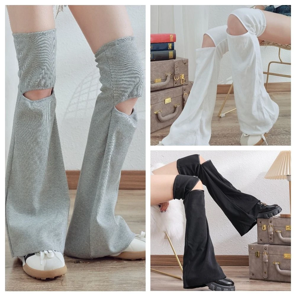 Mode Y2k Beinlinge Frauen Horn Form Elastische Schlaghosen Socken Strumpfwaren Casual Gebrochene Hohl Strümpfe Streetwear