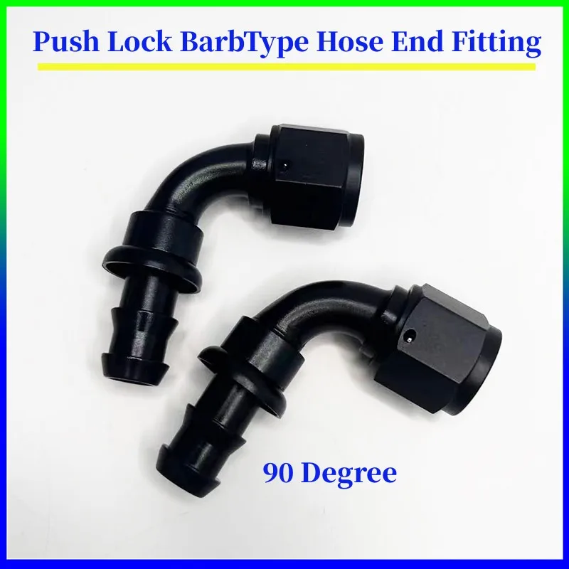 Universal Aluminum  90 Degree Female Swivel to Push Lock BarbType Hose End Fitting Oil Fuel Hose End Adaptor Kit  AN4AN6 8 10 12