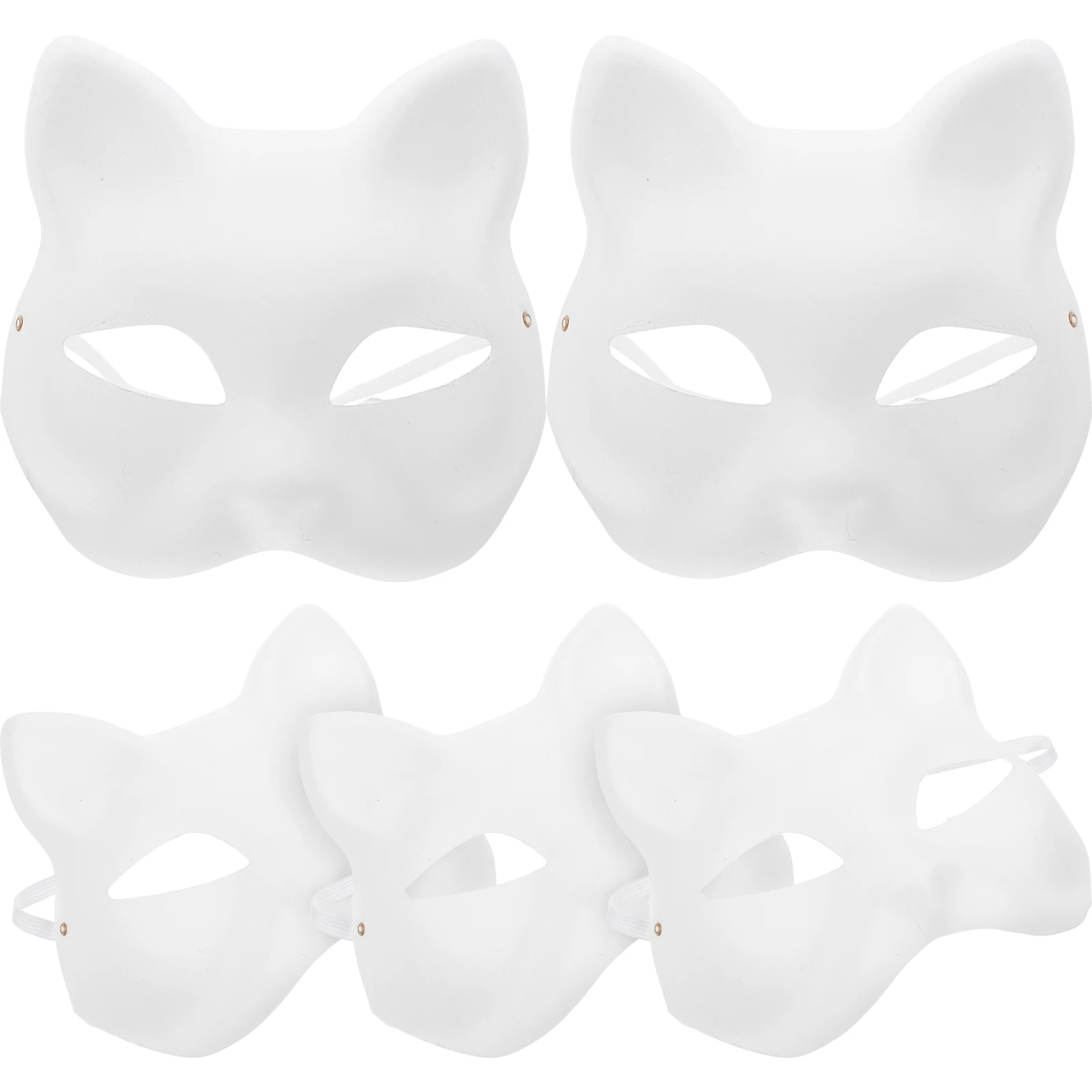 

5Pcs Animal Masks Half Cat Mask Blank Hand Painting Mask DIY Party Paper Mask Halloween Masquerade Cat Masks Unpainted Fox Masks