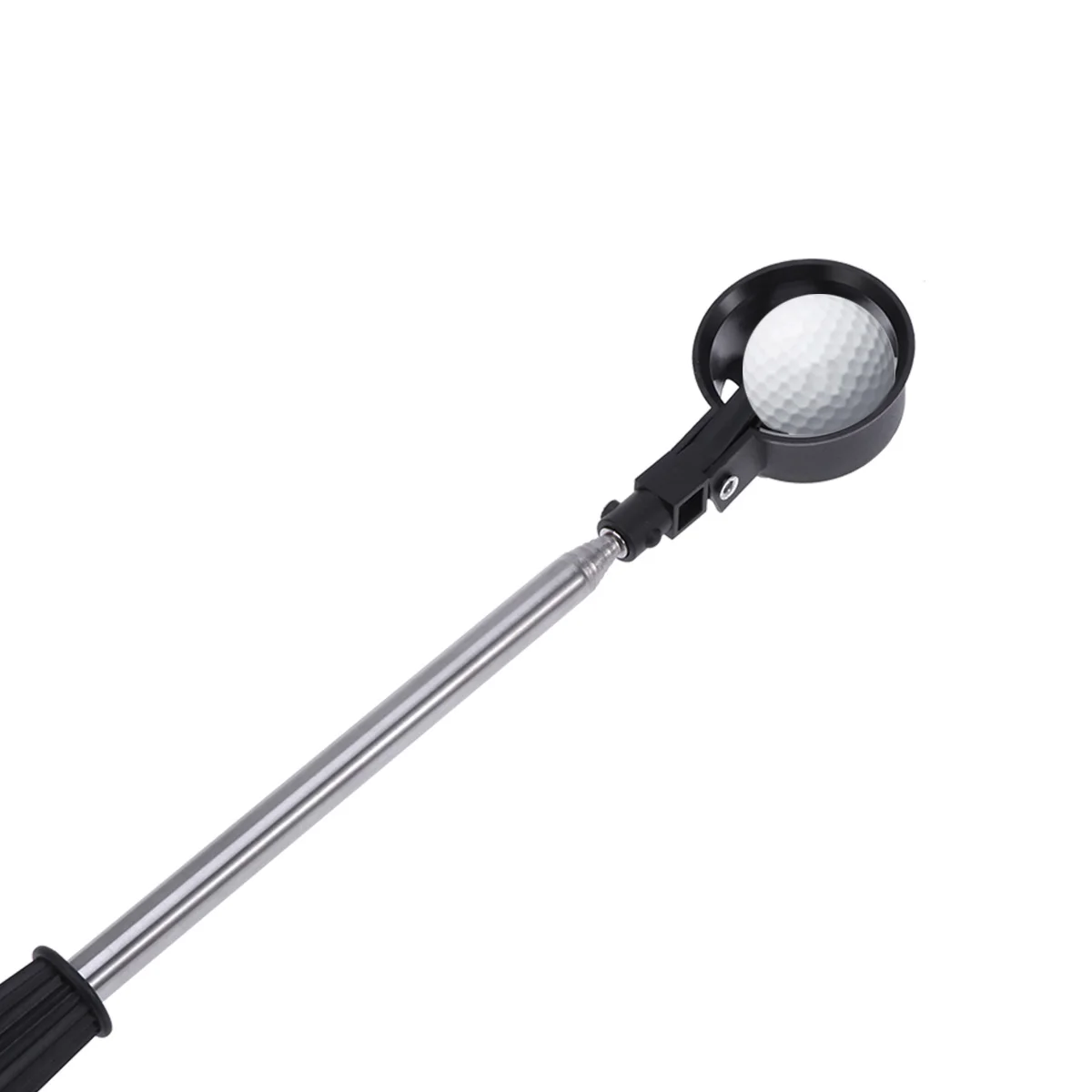 

1pc Ball Retriever Ball Picker Stainless Steel Shaft ABS Grip Automatic Locking Scoop for Ball (Black)