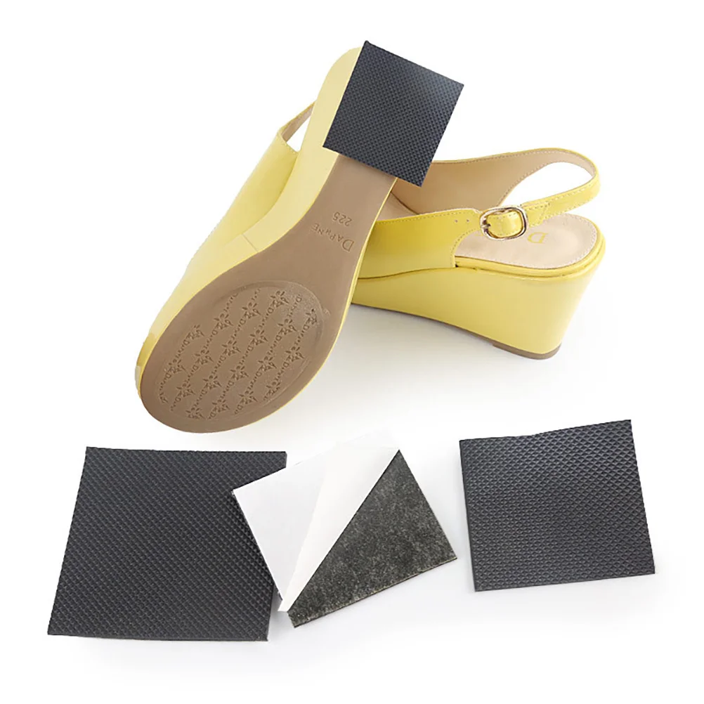

4Pairs Silent Anti-Slip Shoe Pads Non-Slip High Heel Soles Wear-Resistant Square Protection Stickers Size L Black
