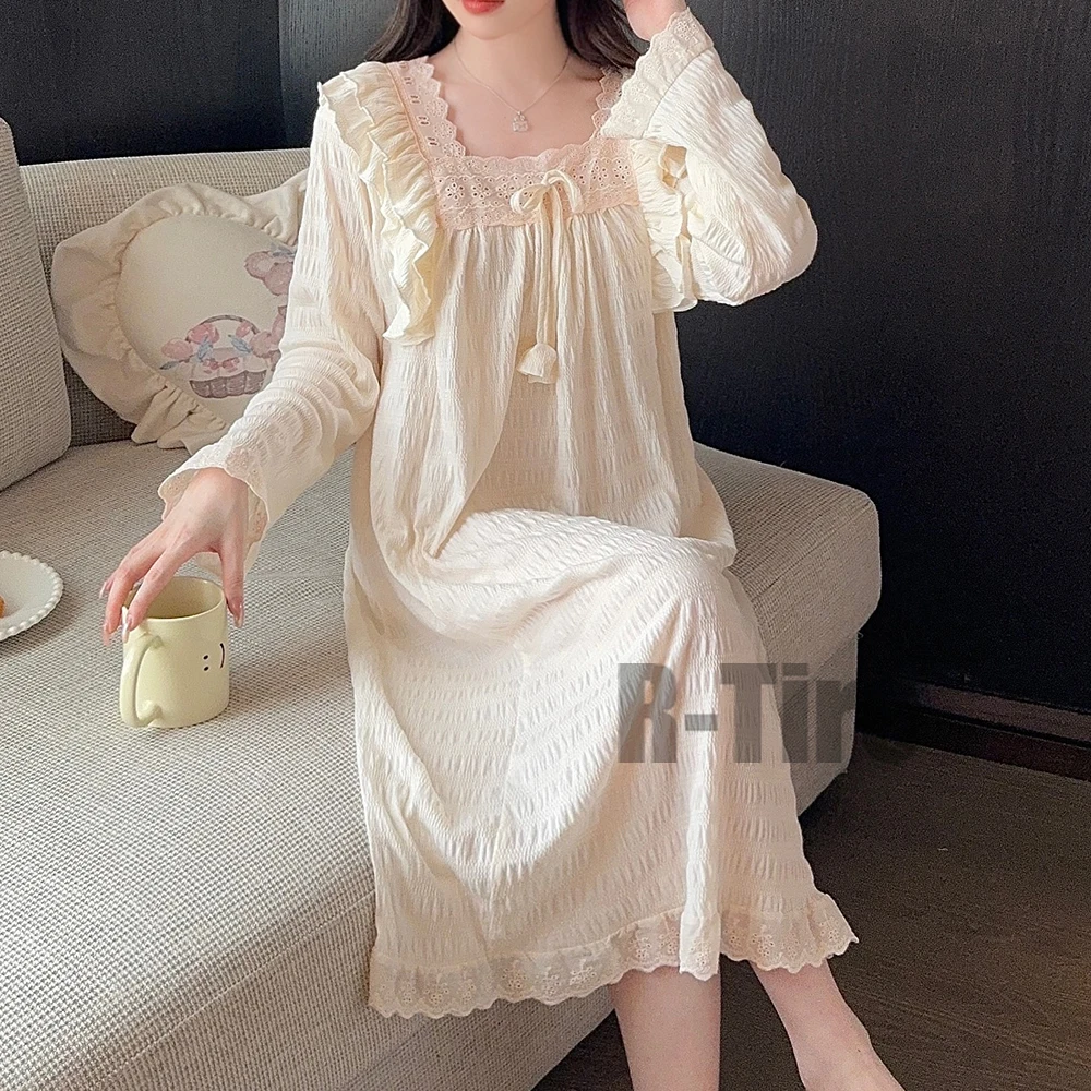 Women Nightgown Women Nightdress Long Sleeve Plus Size M-6XL Cotton Nightgowns Home Clothes Sleepwear Pijamas Sleepdress