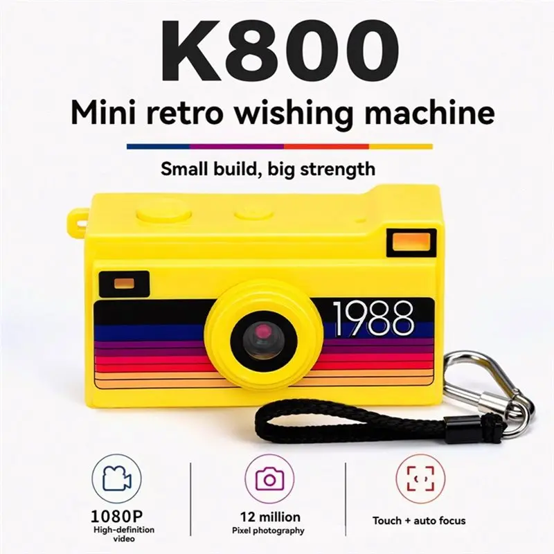 DTB7 Mini Retro Digital Camera 12MP 1080P Touch Screen Keychain Camera Portable Pocket Camcorder Video Recorder with Flash