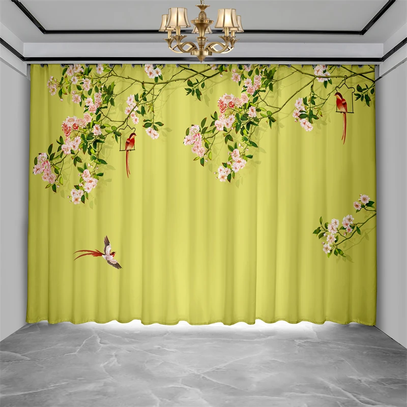 Chinese Troditional Culture Bird Flower Window Curtains in Kids Bedroom Living Room Hall Treatments Kitchen Decor Drapes Blinds