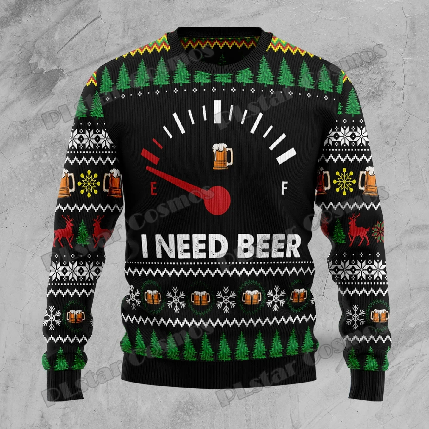 PLstar Cosmos Christmas Cheer Beer 3D Printed Men\'s Ugly Christmas Sweater Winter Unisex Casual Warm Knitwear Pullover MY21