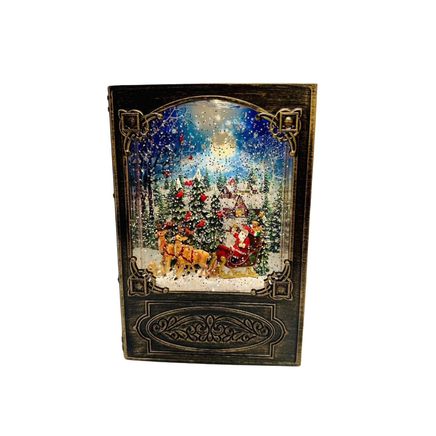 2024 Hot Selling Lighted Musical Book Christmas Lamp Gifts Plastic Christmas Snow Globe Water Lantern