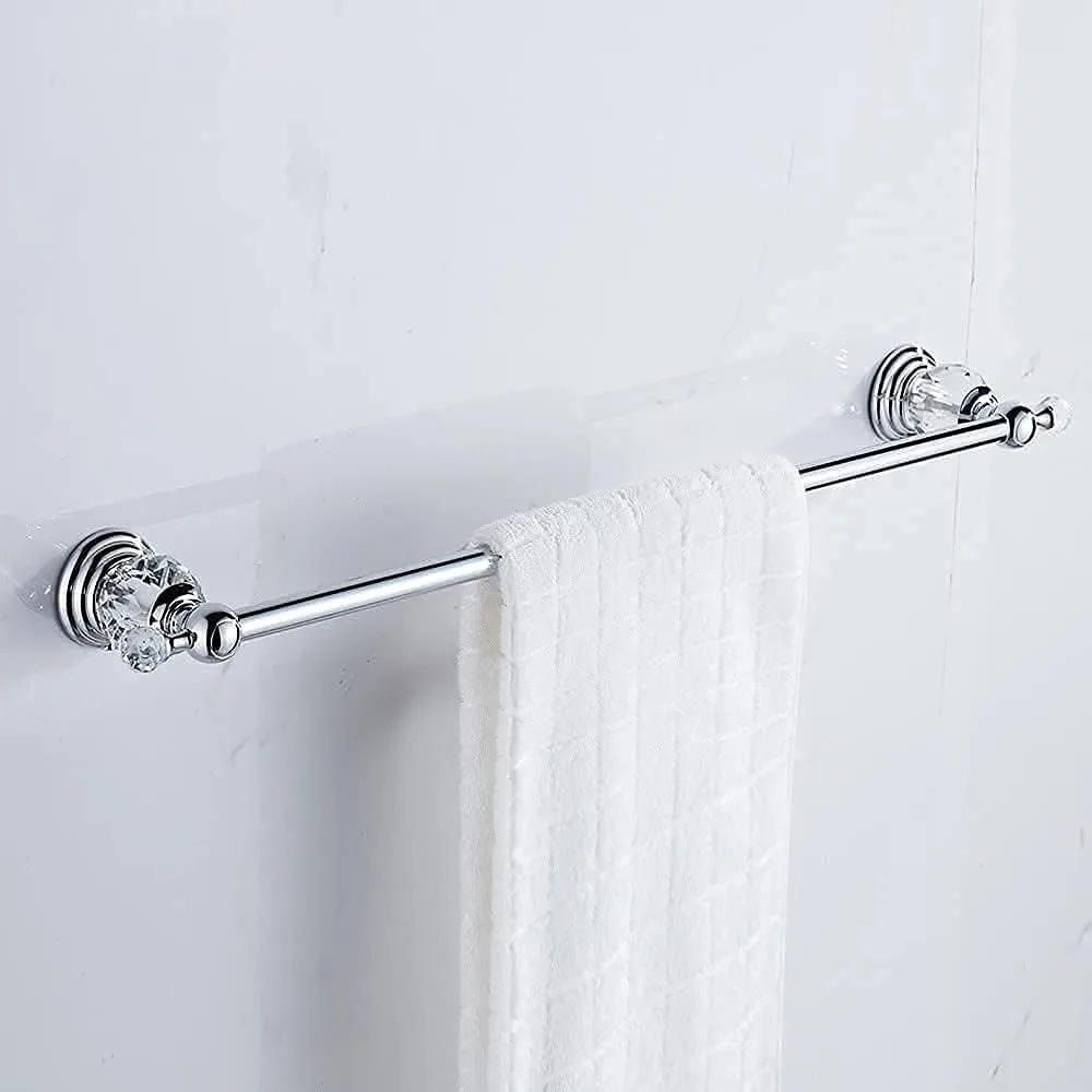 24 Inch Chrome Towel Bar and Ring Set, Single Hand Towel Holder, Modern Bathroom Hardware for Stylish Storage