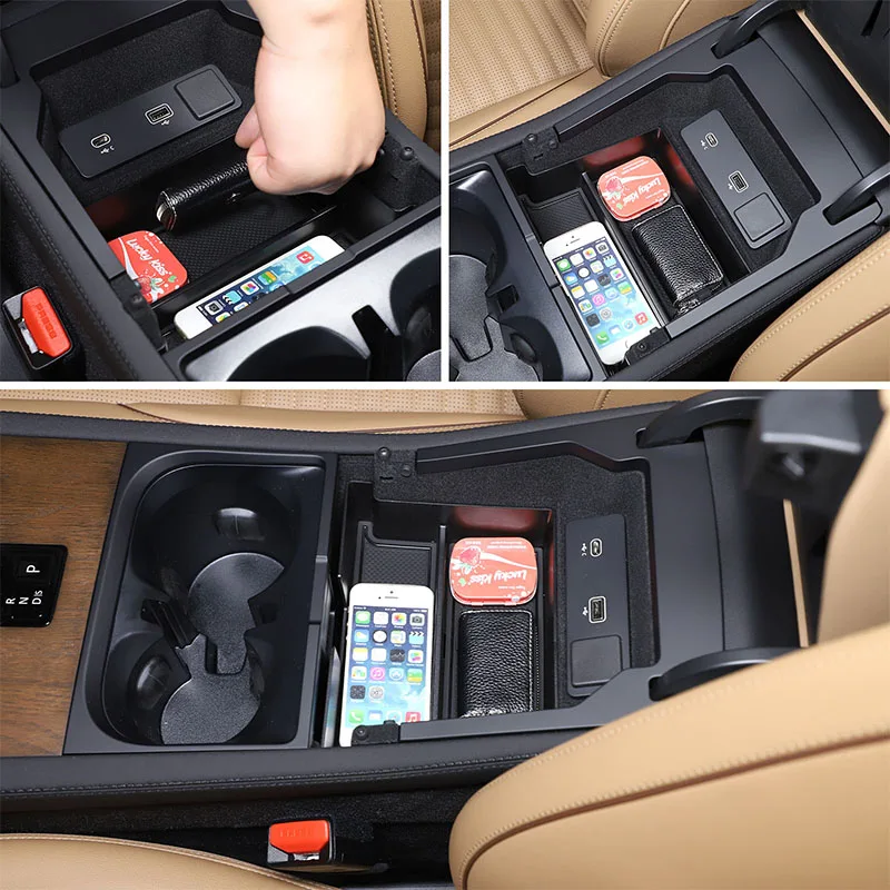 For Land Rover Discovery Sport 2024 ABS Black Car Armrest Storage Box Center Console Tray Organizer Tidying Car Accessories