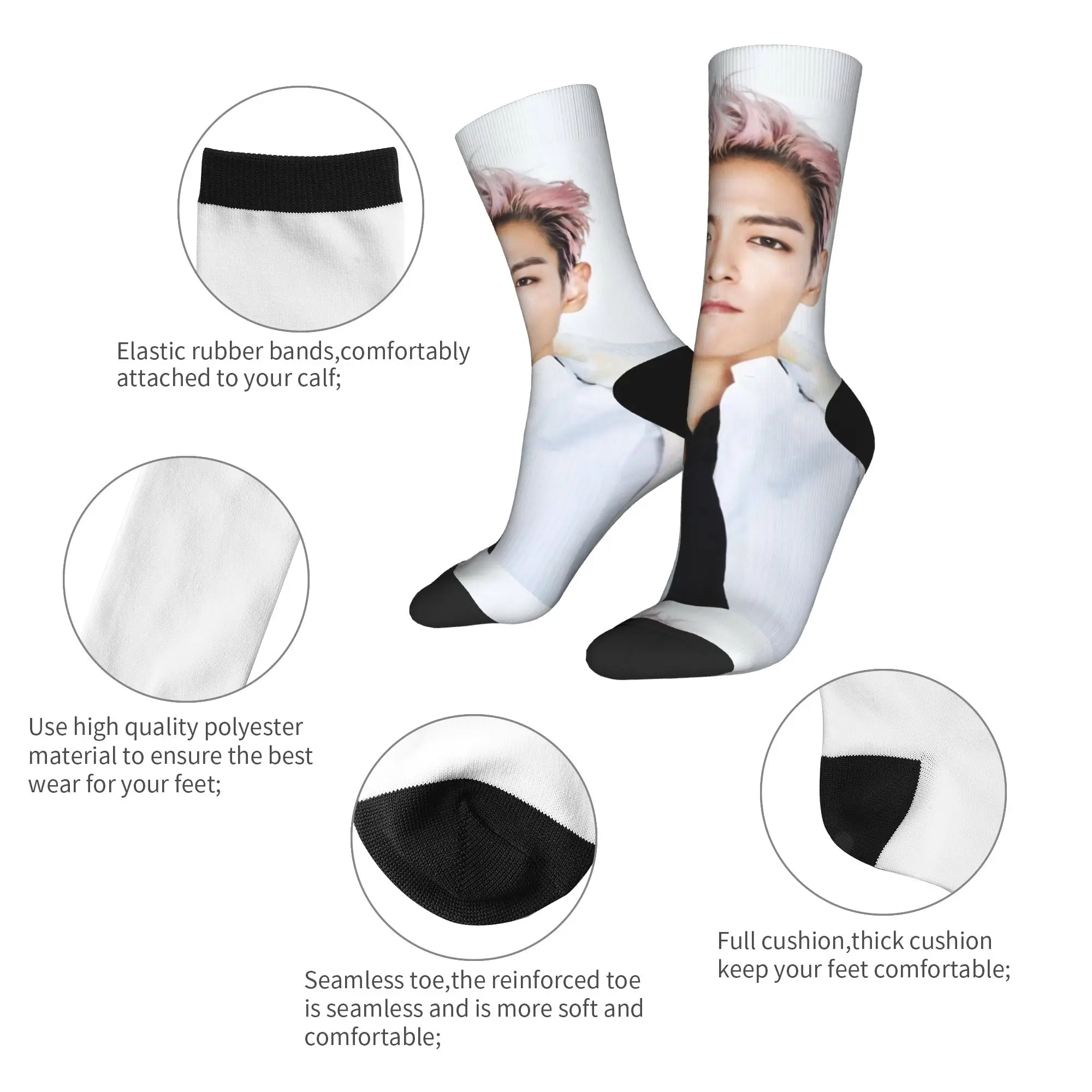 ถุงเท้าลายตลกของนักร้องเกาหลี T-TOP ถุงเท้ากันลื่นสำหรับฤดูหนาว ถุงเท้าผู้ชายคุณภาพสูง ลายสวยงาม ถุงเท้าสำหรับเล่นกีฬากลางแจ้ง