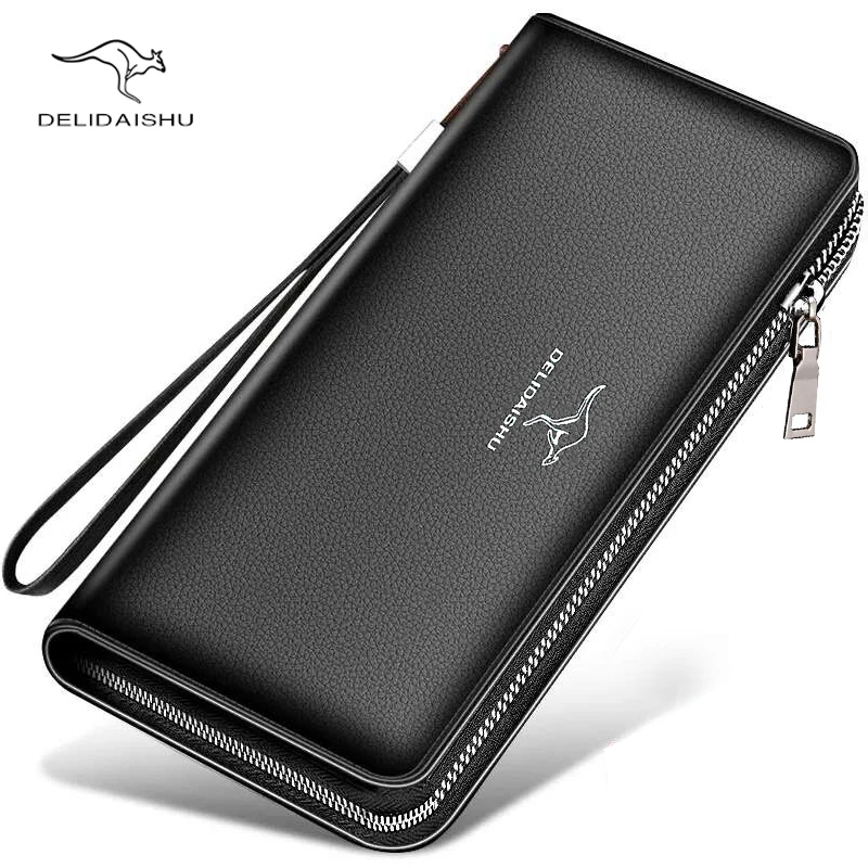 Large Capacity Business Men\'s Wallet Multiple Card Slots Mobile Phone Bag Male Long Purse Soft PU Leather Handheld Bag