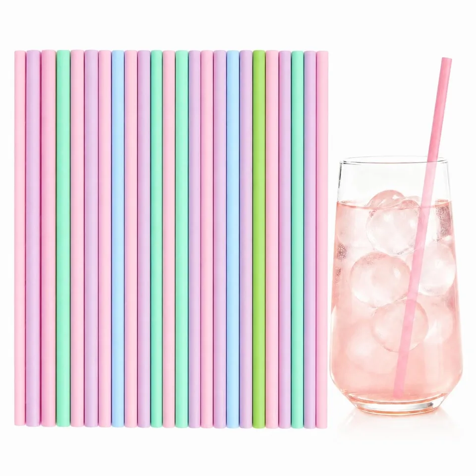 25/50/100PCS Disposable Paper Straws Solid Color Drinking Straws for Birthday Party Wedding Christmas Event Decoration