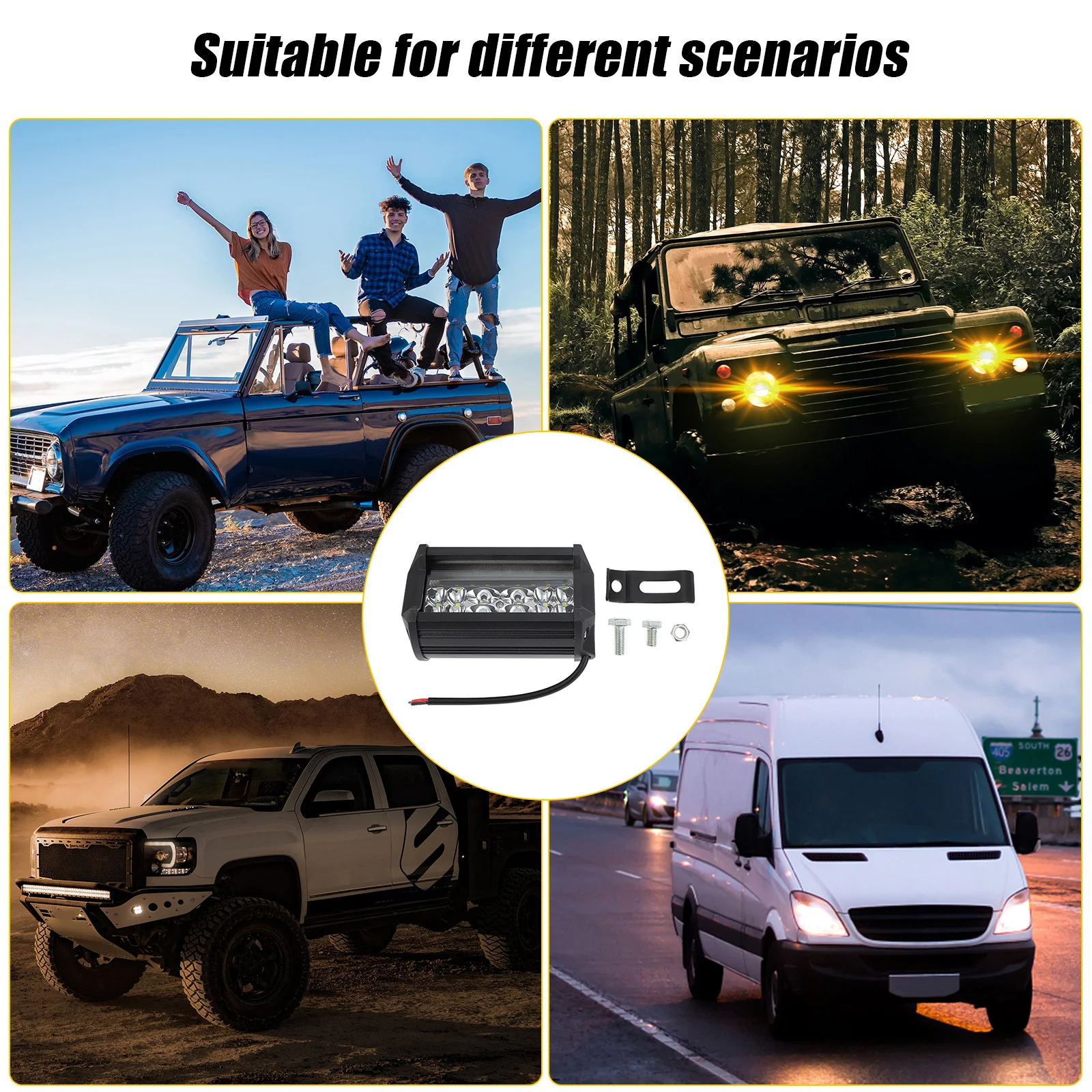 

84W Led Work Light 6000K Driving Lamp For Off Road Flood Lighting Aluminum Heat Sink 50000 Hours Auxiliary Lights Triple Row Fog