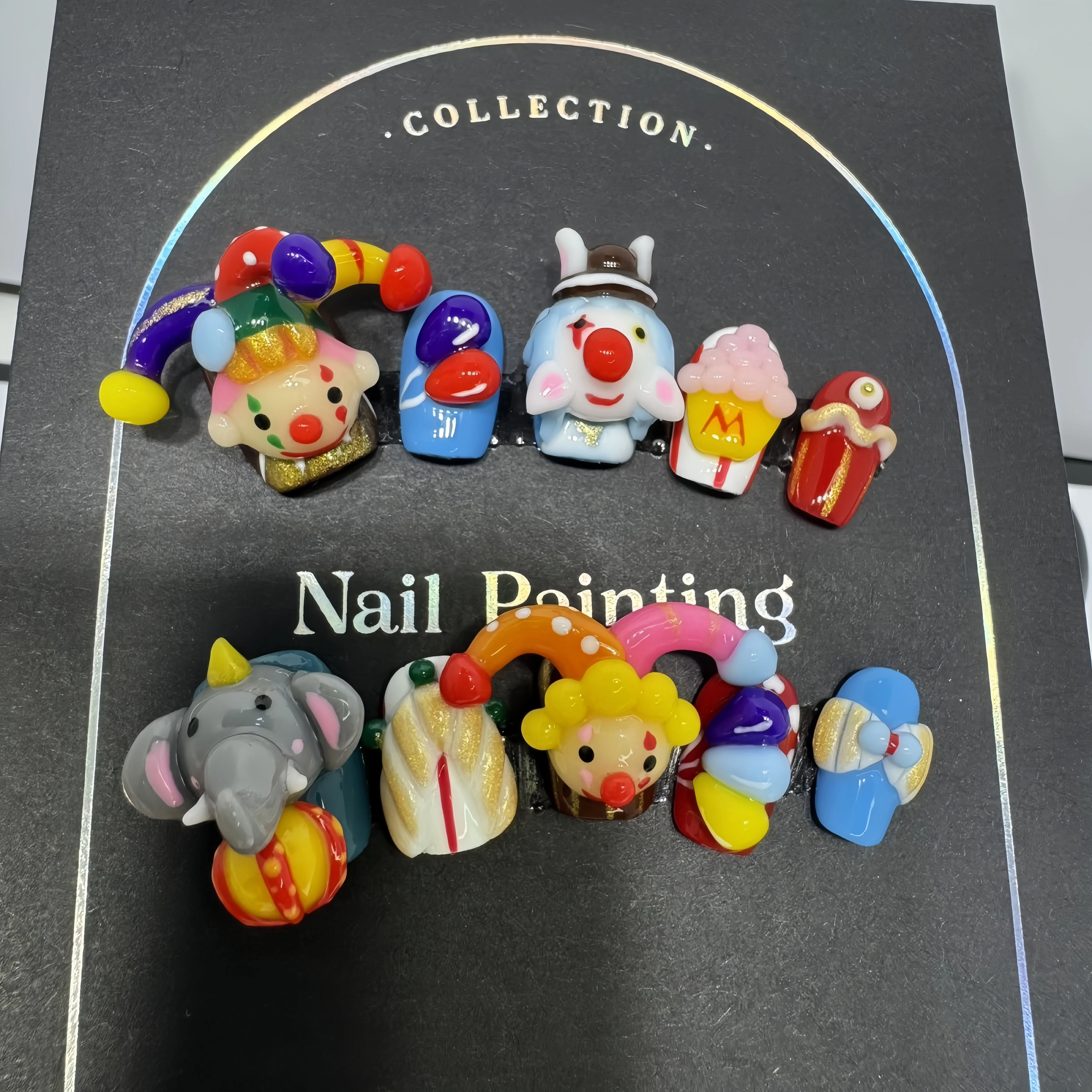 10Pcs Manicure Handmade Art Acyrlic Press on Nails Short  Almond Pattern Joker 3D Fake Nails Cute Style Design Nail With Set