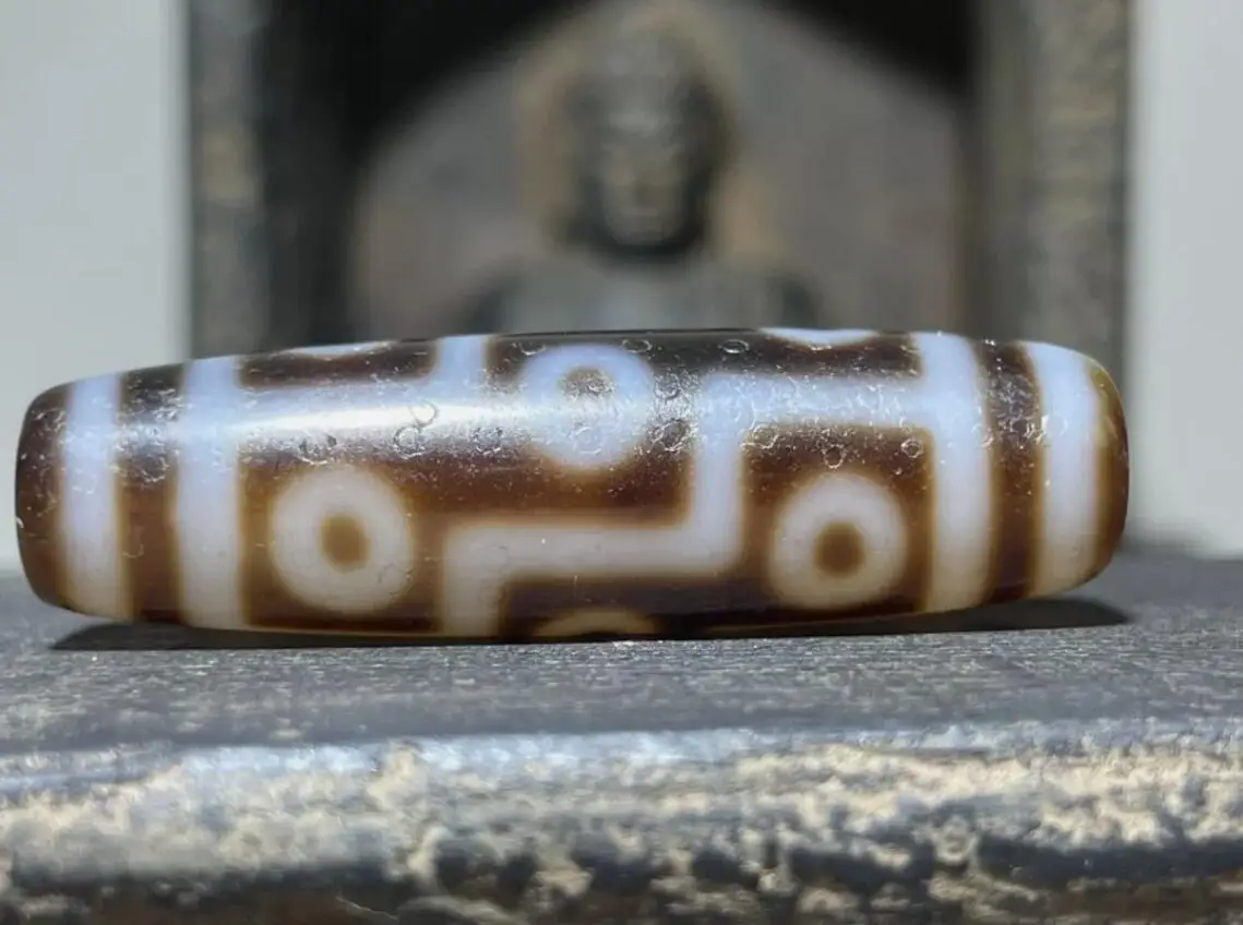 

Tibetan Nepalese Himalayan Ancient agate Old Dzi Talisman 9 eye Beads Amulet