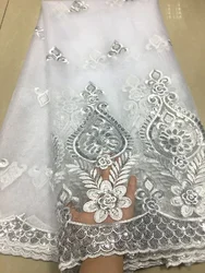 Fashionable Nigerian Lace Fabric,Latest Sequinls African Lace Fabric White French voile Lace Fabric For Wedding Dress Sew LYX01