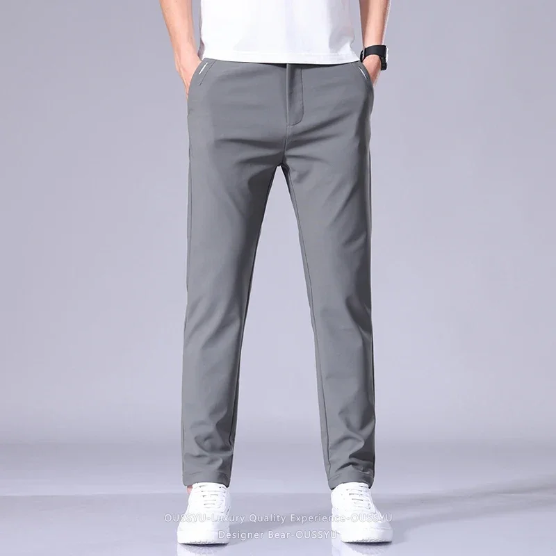 Hochwertige Sommer-Dünne Hochelastische Freizeithose Business Koreanische Atmungsaktive Schnelltrocknende Gerade Polyamidfaser-Hose für Herren – Detail 10