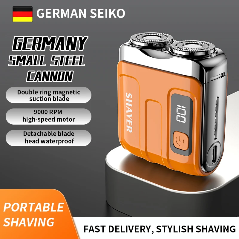 Mini Electric Smart Shaver Household Car Shaver Digital Display Dual Blade Rechargeable Shaver Powerful Beard Trimmer Tool