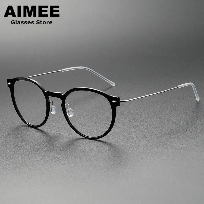 

Denmark Brand Titanium Prescription Eyeglasses 6603 Men Round Ultralight Screwless Glasses Frame Women Myopia Optical Spectacles