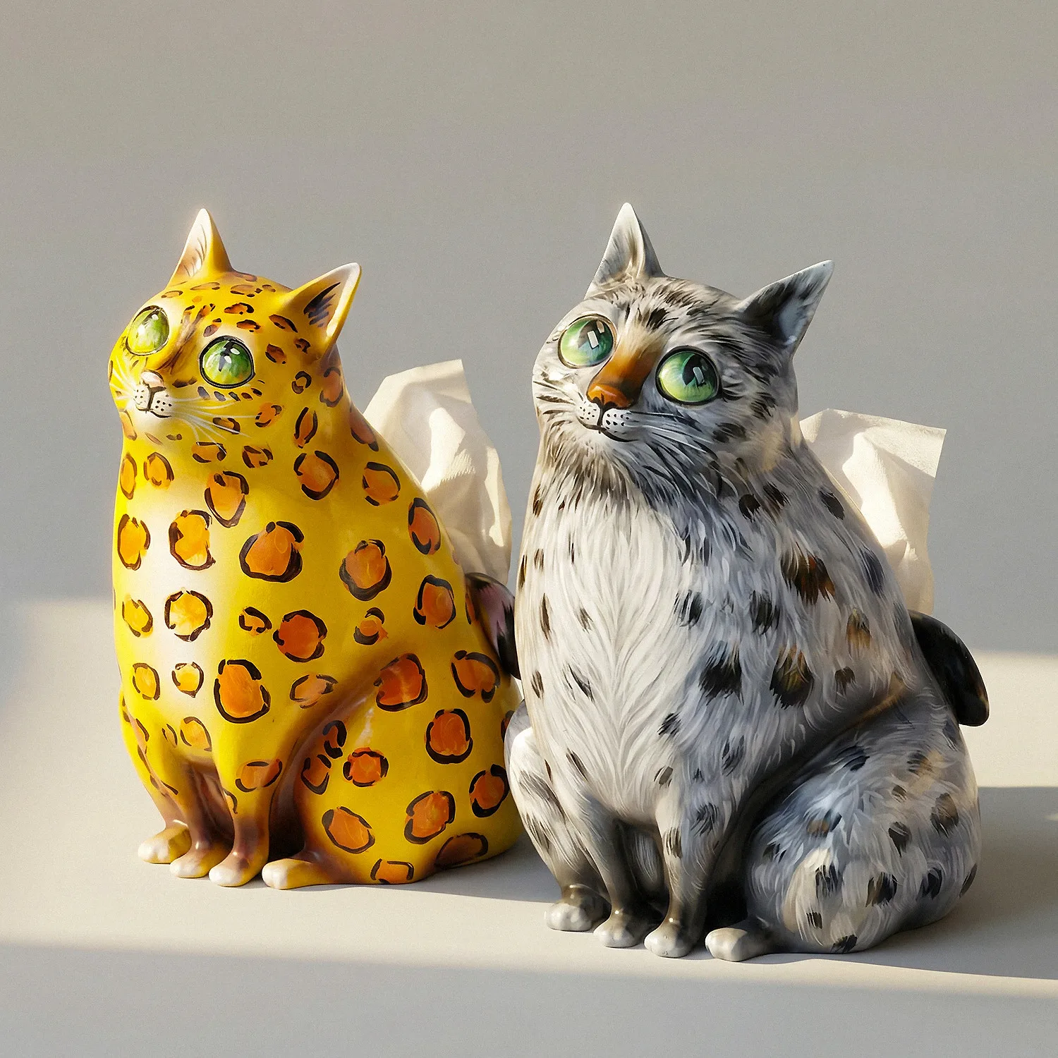 Hand-painted Handmade Animal Cat Tissue Box Decorative Item or Ornament  Room Decorations