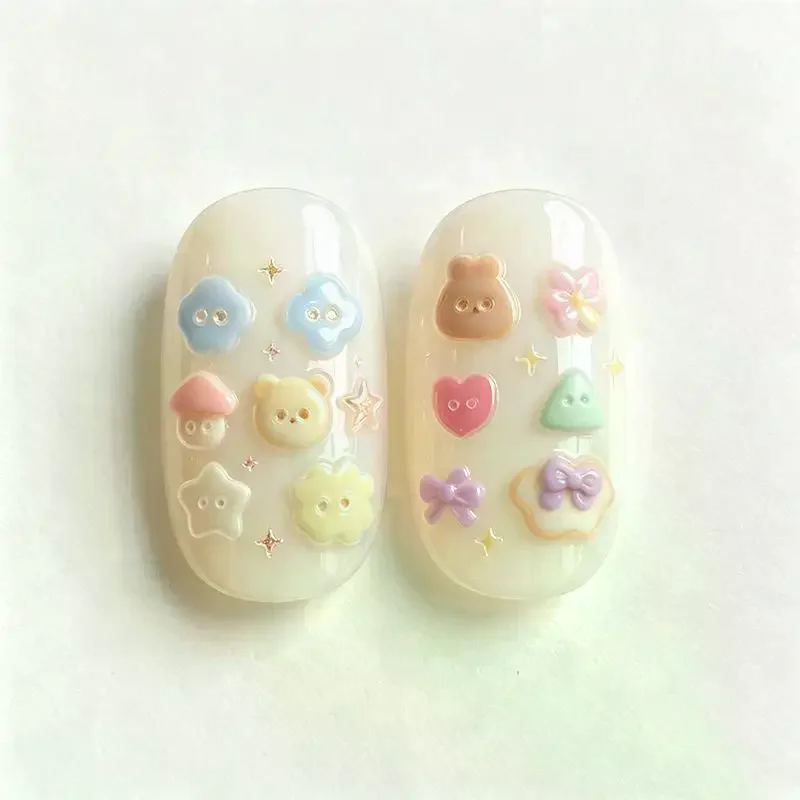 Silicone Nail Art Mold Cute Cartoon Button Patterns Non Stick Surface For Home DIY And Professional Nail Salon Use