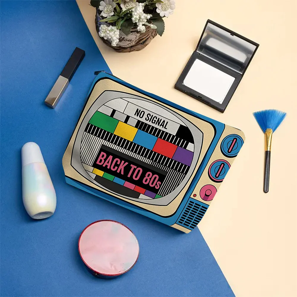 Flat Printing Retro 80S Nostalgia Makeup Bag with Vibrant 