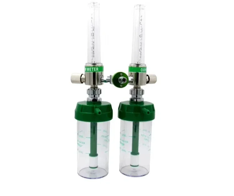 

Brass Medical Oxygen Double Tube Flowmeter with Humidifier Bottle for Bedhead Unit