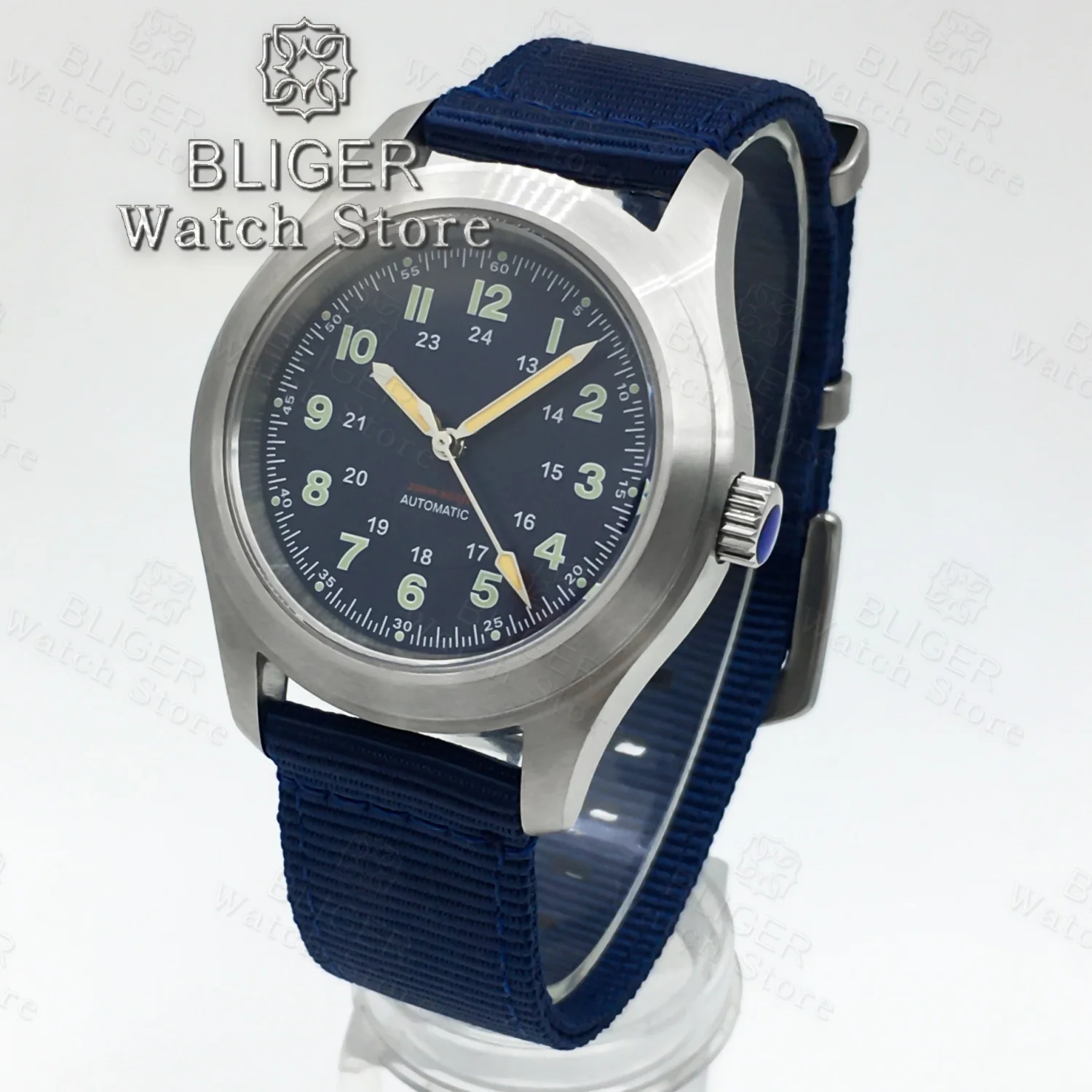 BLIGER 36 ミリメートル 39 ミリメートル 20BAR ダイブパイロットメンズ自動スチール時計 NH35 PT5000 機械式腕時計サファイアガラスグリーン夜光